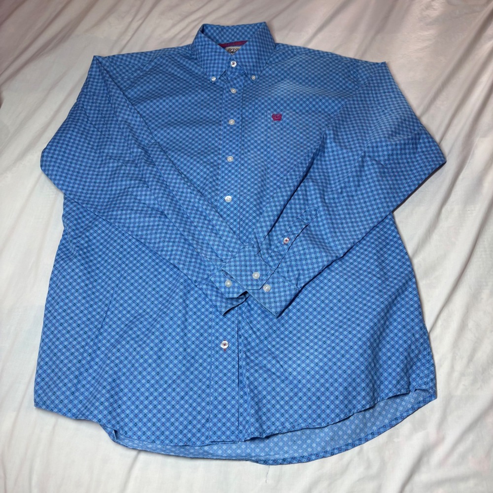 Lot of 3 Cinch Long Sleeve Western Button Down Shirts Blue Plaid Turquoise Sz M - Picture 3 of 8